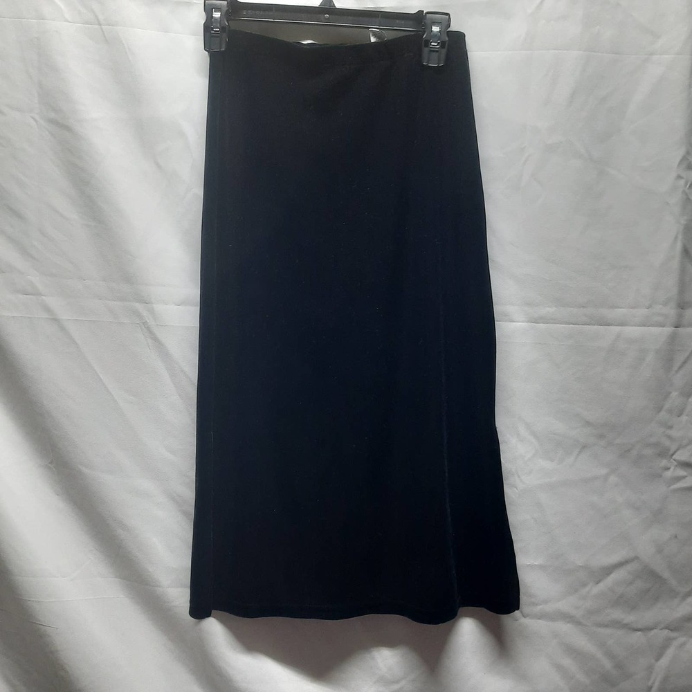 VTG Christie Brooks  Black Velvet A-line double side 9.5" splits skirt M (8-10)